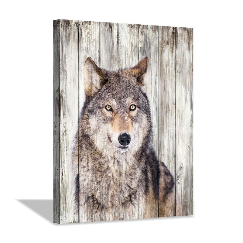 Hardy Gallery Gray Wolf Wall Art Print: Wild Animal Artwork Painting Picture on Canvas for Living Room Decor (24'' x 18'') - Image 1